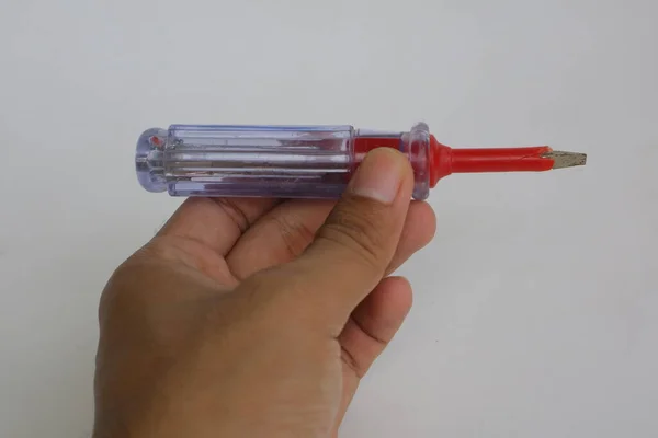 Small Screwdriver Transparent Handle Photo — Stock Photo, Image