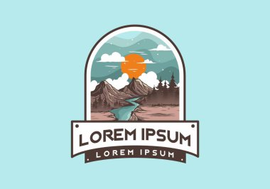 Dağ grafik tasarımının renkli çizimi