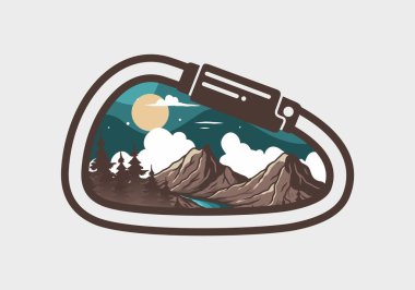 Dağ grafik tasarımının renkli çizimi