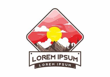 Dağ grafik tasarımının renkli çizimi