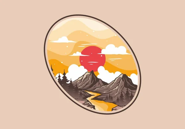 山のグラフィックデザインのカラフルなイラスト — ストックベクタ