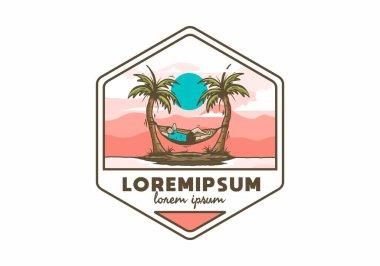 Hamak illüstrasyon rozeti tasarımında rahatla