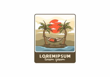 Hamak illüstrasyon rozeti tasarımında rahatla