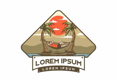 Hamak illüstrasyon rozeti tasarımında rahatla