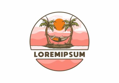 Hamak illüstrasyon rozeti tasarımında rahatla