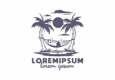 Hamak illüstrasyon rozeti tasarımında rahatla