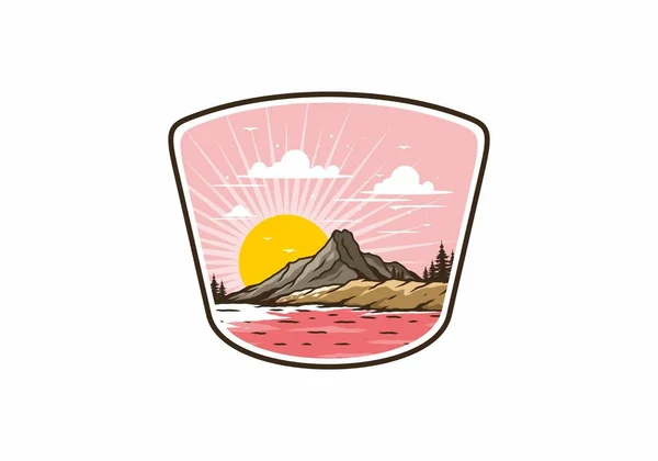 Sunrise Mountain Illustration Design — Stock Vector