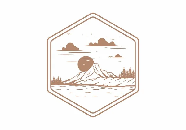 Salida Del Sol Detrás Del Diseño Ilustración Montaña — Vector de stock