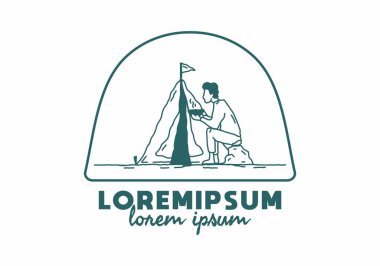 Basit ve yalnız kamp çizimi tasarımı