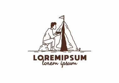 Basit ve yalnız kamp çizimi tasarımı