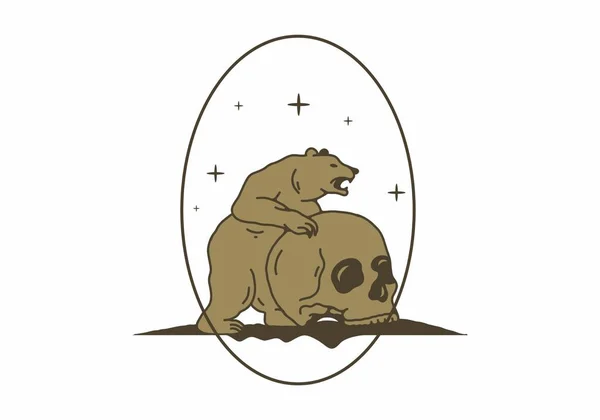 Bear Skull Vintage Illustration Design — Stockvektor