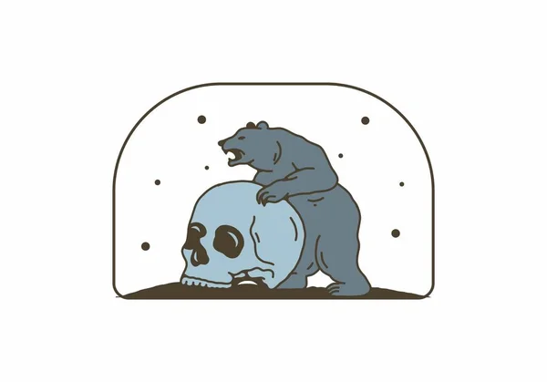 熊と頭蓋骨のヴィンテージイラストデザイン — ストックベクタ