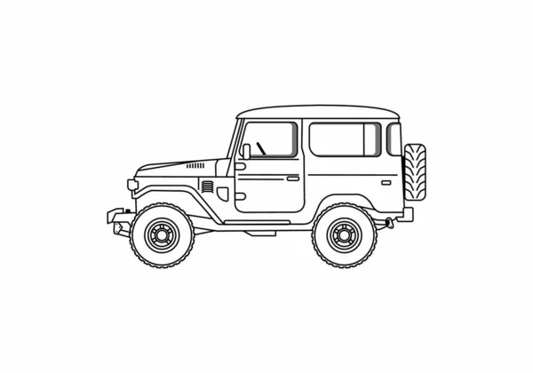 Black Line Art Offroad Car Design — стоковый вектор