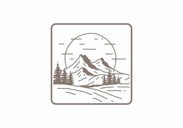 Mountain Big Sun Illustration Design — Stock Vector