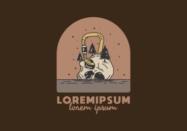 Kafatası başı ve karabinalı çizim tasarımı