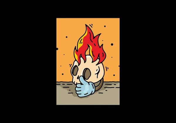 Skull Head Flame Thumb Illustration Design — 图库矢量图片