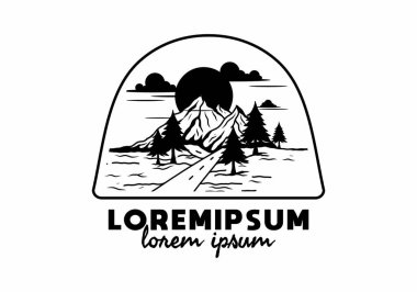 Orta yol ve dağ illüstrasyon tasarımı