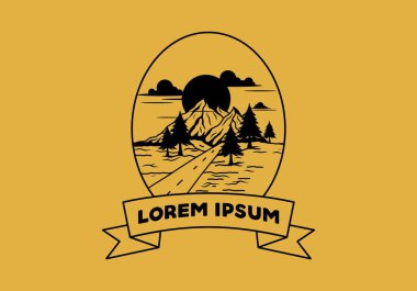 Orta yol ve dağ illüstrasyon tasarımı