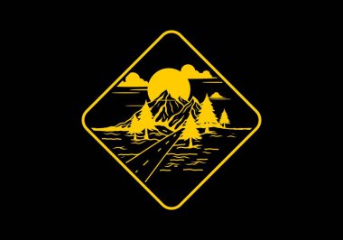 Orta yol ve dağ illüstrasyon tasarımı