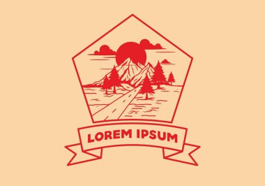 Orta yol ve dağ illüstrasyon tasarımı