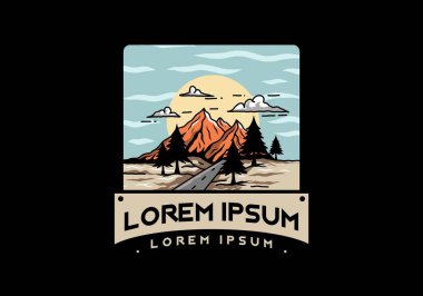 Orta yol ve dağ illüstrasyon tasarımı