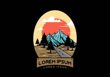 Orta yol ve dağ illüstrasyon tasarımı