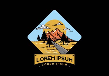 Orta yol ve dağ illüstrasyon tasarımı