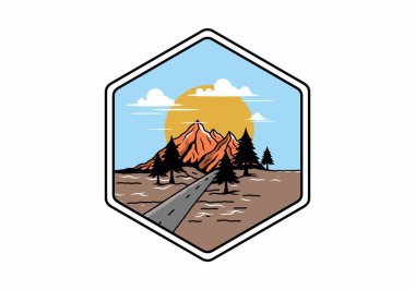 Orta yol ve dağ illüstrasyon tasarımı