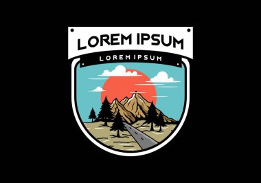 Orta yol ve dağ illüstrasyon tasarımı