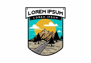 Orta yol ve dağ illüstrasyon tasarımı