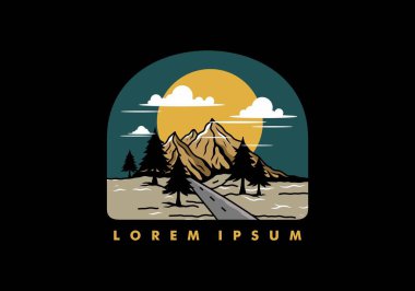 Orta yol ve dağ illüstrasyon tasarımı