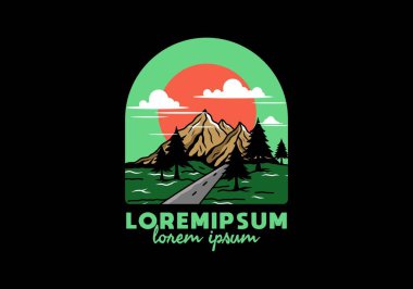 Orta yol ve dağ illüstrasyon tasarımı