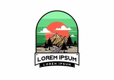 Orta yol ve dağ illüstrasyon tasarımı