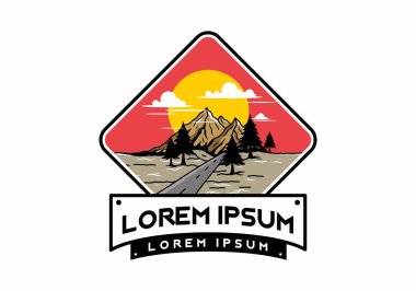 Orta yol ve dağ illüstrasyon tasarımı
