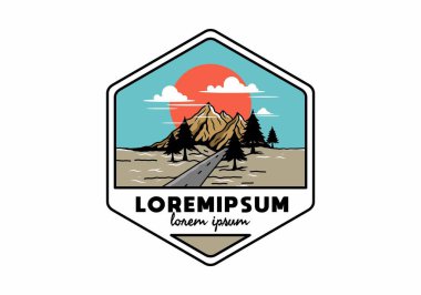 Orta yol ve dağ illüstrasyon tasarımı