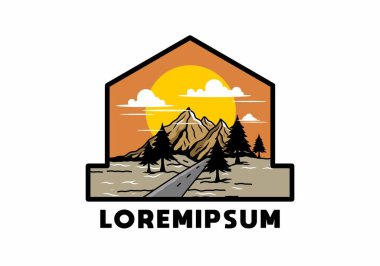 Orta yol ve dağ illüstrasyon tasarımı