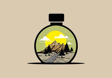 Orta yol ve dağ illüstrasyon tasarımı