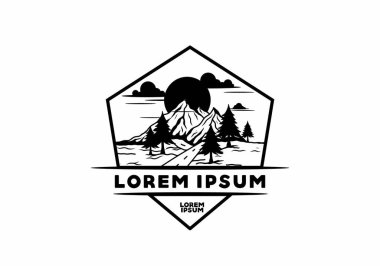 Orta yol ve dağ illüstrasyon tasarımı