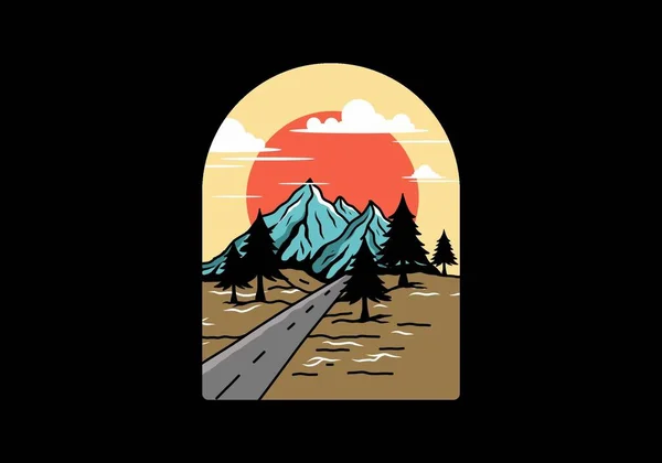 Diseño Ilustración Camino Medio Montaña — Vector de stock