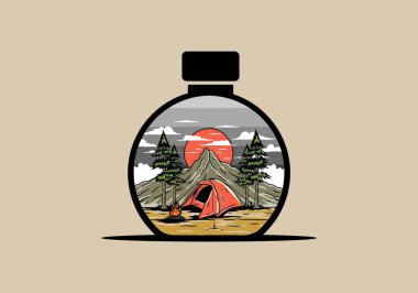 Dağ kampı kubbe çadırı tasarımı kullanıyor.