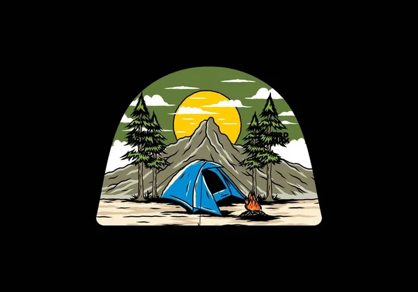 Mountain Camping Using Dome Tents Design — Wektor stockowy