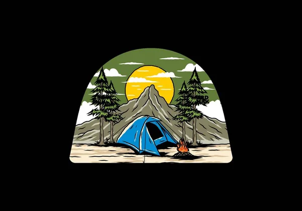 Campamento Montaña Con Diseño Tiendas Campaña Cúpula — Archivo Imágenes Vectoriales