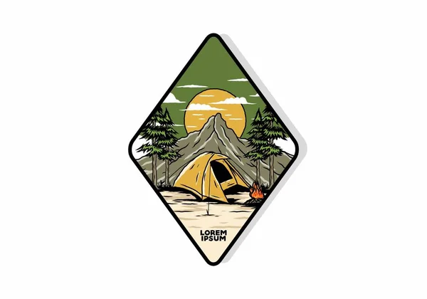 Campamento Montaña Con Diseño Tiendas Campaña Cúpula — Vector de stock