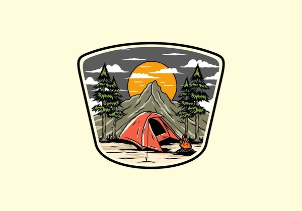 Montanha Camping Usando Design Tendas Cúpula — Vetor de Stock