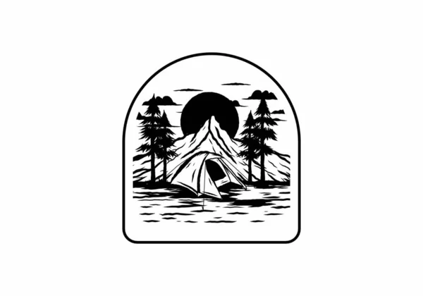 Mountain Camping Med Kupoltält Design — Stock vektor