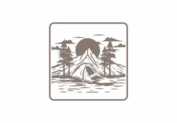 Горный Кемпинг Использованием Дизайна Купольных Палаток — стоковый вектор