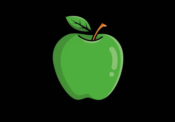 Green Color Apple Fruit Illustration Design — стоковый вектор