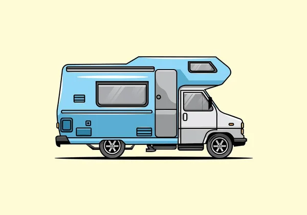 Color Azul Del Diseño Autocaravana — Vector de stock