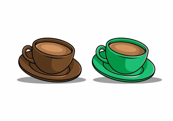Flat Cute Design Coffee Cup Design — Διανυσματικό Αρχείο