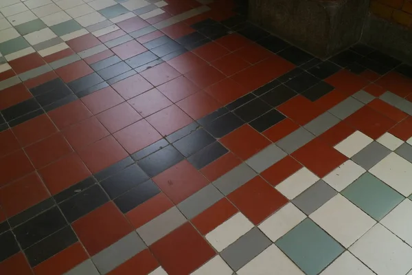 Red White Retro Tile Floor Photo — Fotografia de Stock